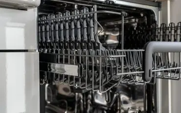 Close up photo of empty dishwasher